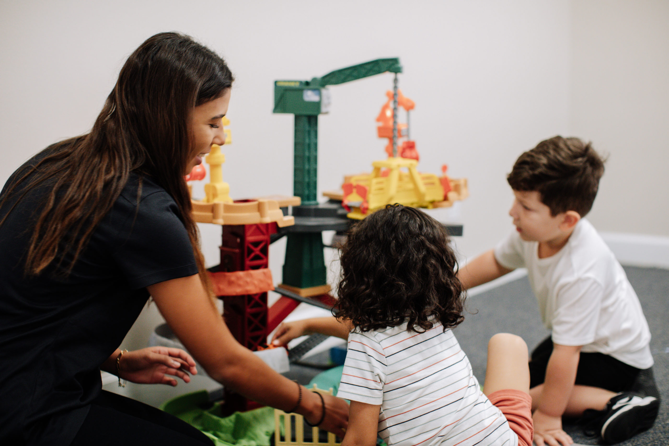 Speech therapist working with children.